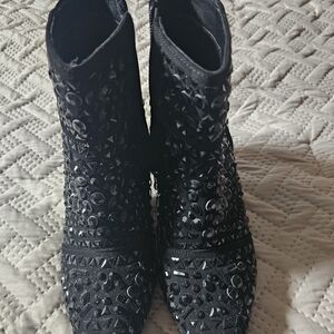 Forever 21 Black Embellished Ankle Boots